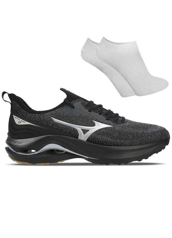 Mizuno - Kit Tênis Mizuno Wave Zest 2 Masculino e par de Meia Preto