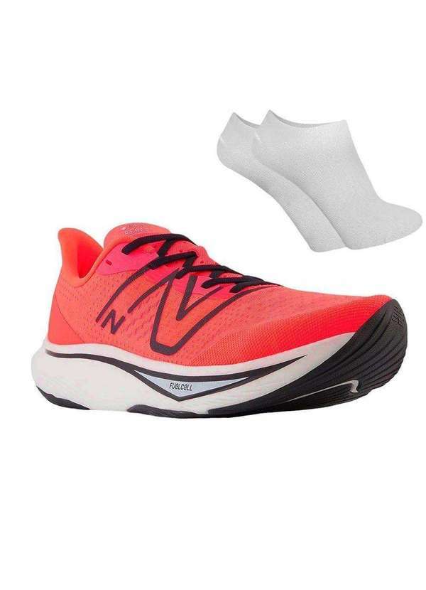 New Balance - Kit Tênis New Balance Rebel V3 Masculino e par de Meia Laranja
