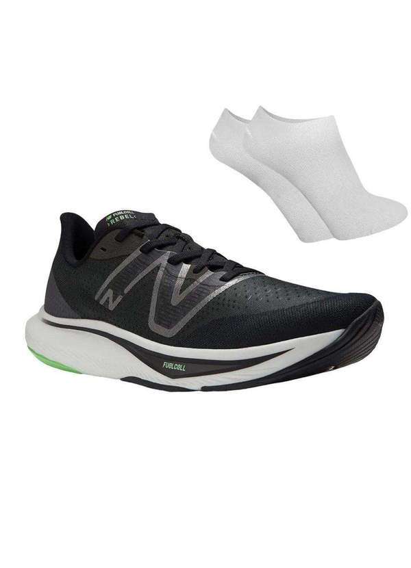 New Balance - Kit Tênis New Balance Rebel V3 Masculino e par de Meia Preto