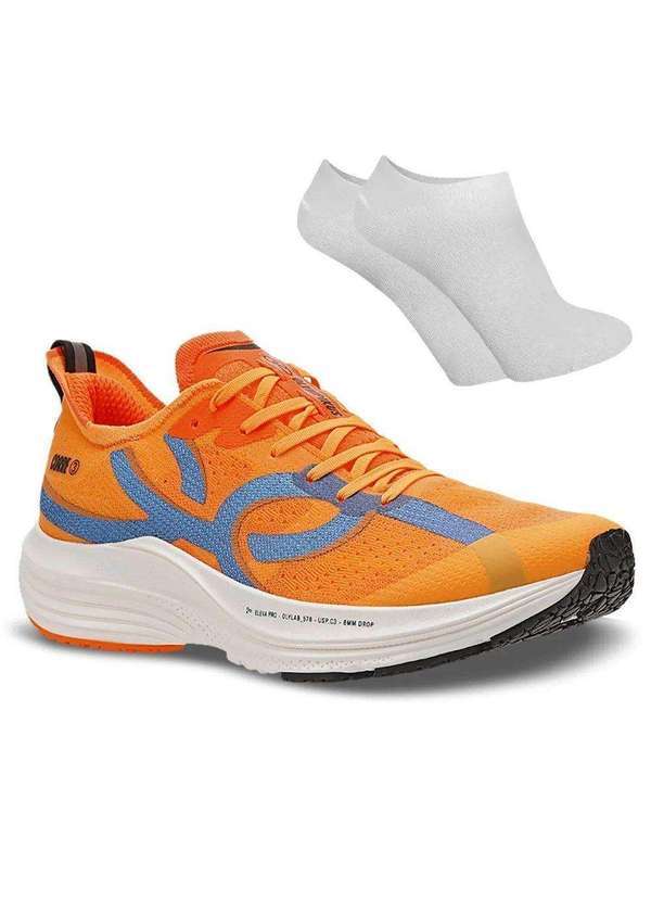 Olympikus - Kit Tênis Olympikus Corre 3 Unissex e par de Meia Laranja