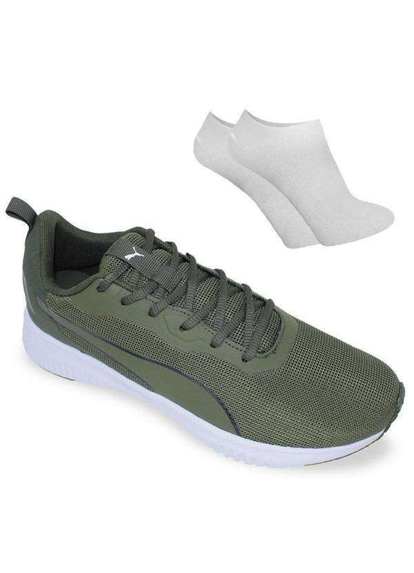 Puma - Kit Tênis Puma Flyer Flex Masculino e par de Meia Verde