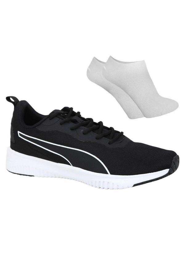 Puma - Kit Tênis Puma Flyer Flex Unissex e par de Meia Preto