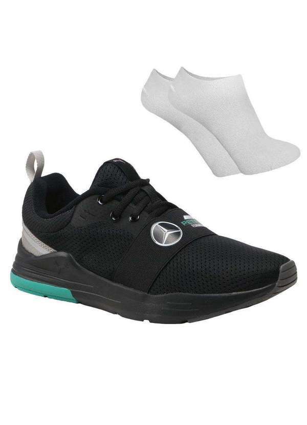 Puma - Kit Tênis Puma Mercedes F1 Wired Run Masculino e Meia Preto