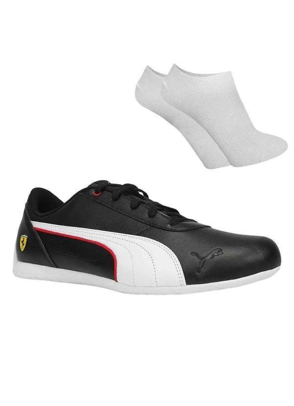 Puma - Kit Tênis Puma Scuderia Ferrari Neo Cat Masculino e Meia Preto