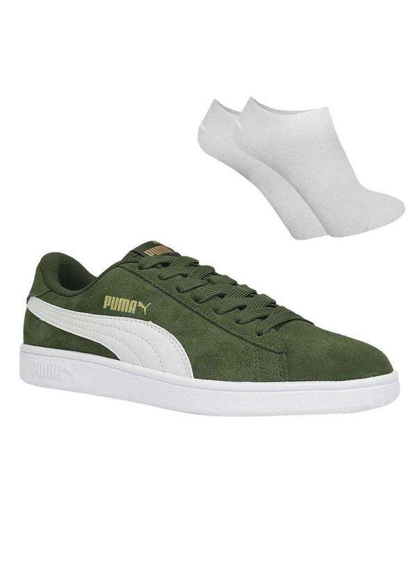 Puma - Kit Tênis Puma Smash V2 Unissex e par de Meia Verde