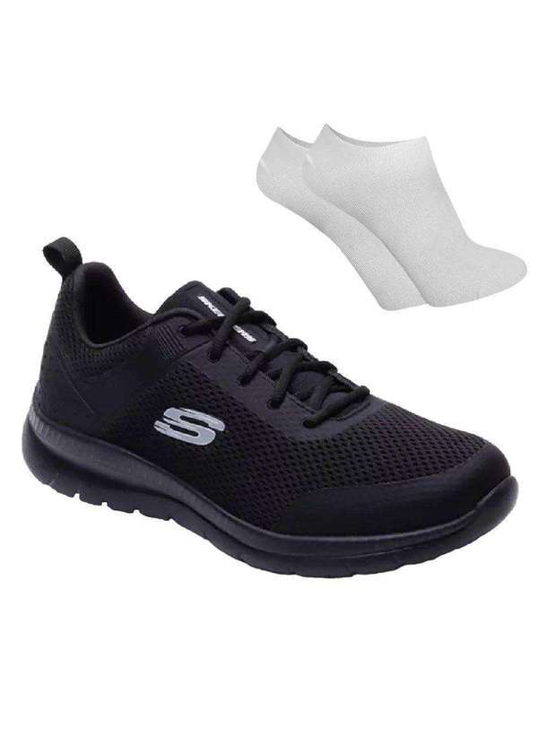 Skechers - Kit Tênis Skechers Bountiful Masculino e par de Meia Preto