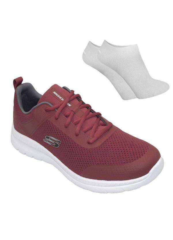 Skechers - Kit Tênis Skechers Bountiful Masculino e par de Meia Vermelho