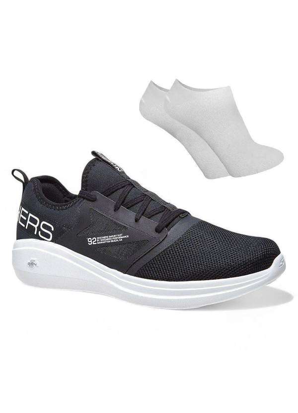Skechers - Kit Tênis Skechers Go Run Fast Masculino e par de Meia Preto