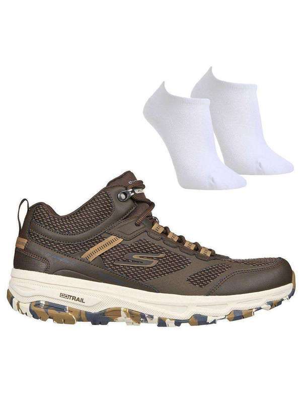 Skechers - Kit Tênis Skechers Go Run Trail Altitude Masculino e par de Meia Marrom