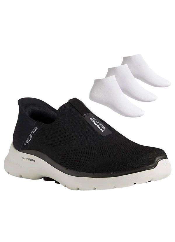 Skechers - Kit Tênis Skechers Go Walk 6 Masculino e 3 pares de Meias Preto