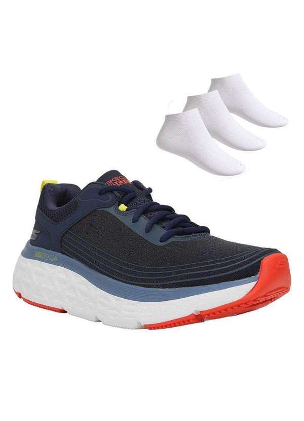 Skechers - Kit Tênis Skechers Max Cushioning Masculino e 3 pares de Meias Azul