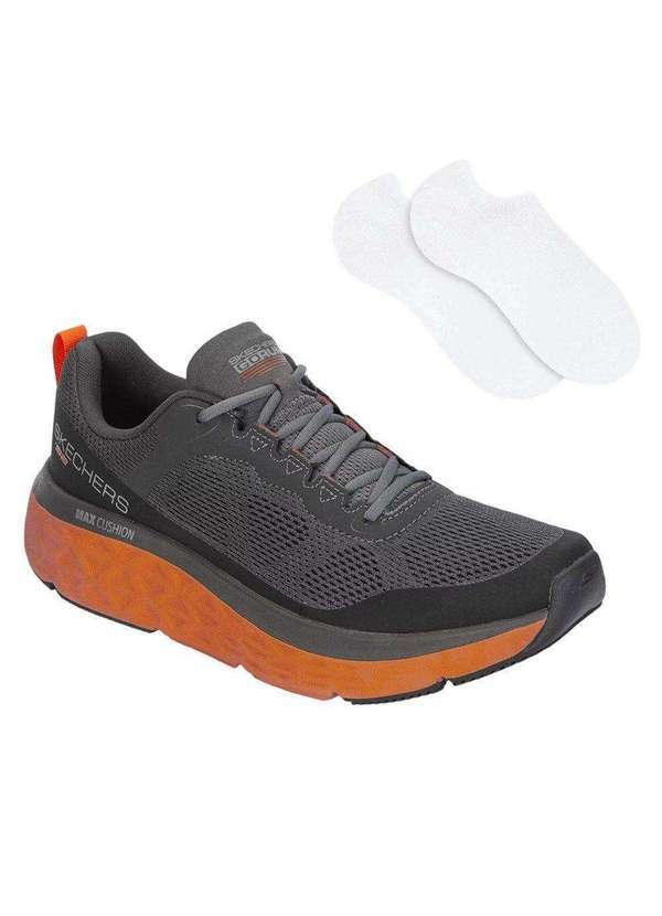 Skechers - Kit Tênis Skechers Max Cushioning Masculino e par de Meia Cinza