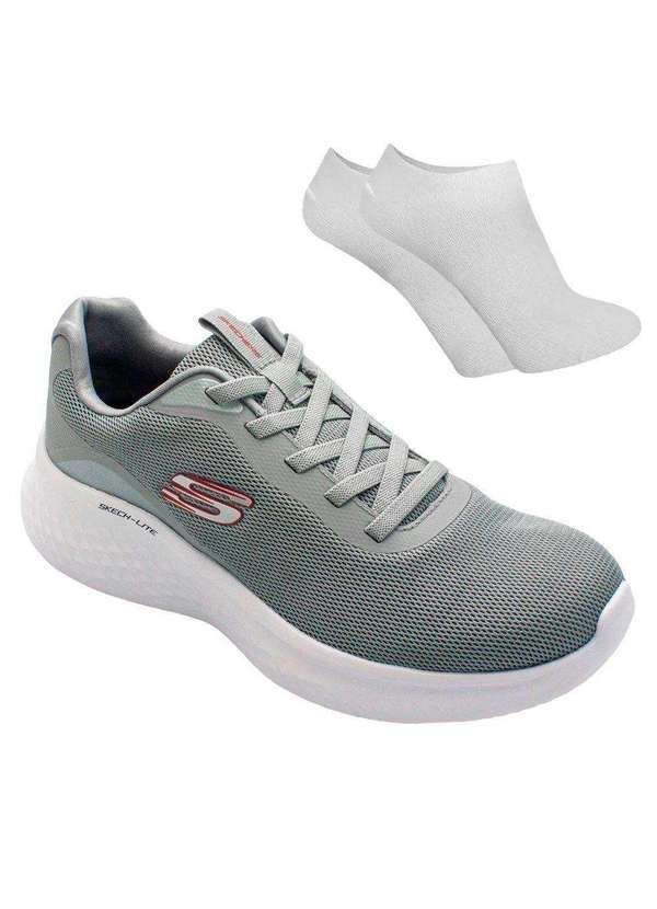 Skechers - Kit Tênis Skechers Skech-Lite Pro Ledger Masculino e par de Meia Cinza