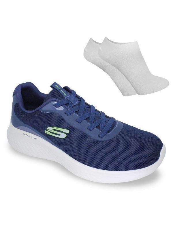 Skechers - Kit Tênis Skechers Skech-Lite Pro Ledger Masculino e par de Meia Azul