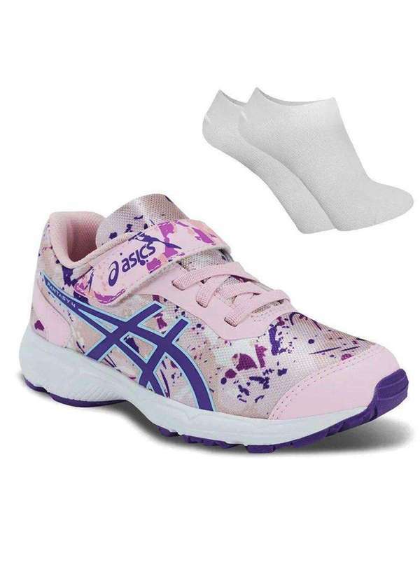 Asics - Kit Tênis Asics Fantasy 4 Infantil e par de Meia Rosa