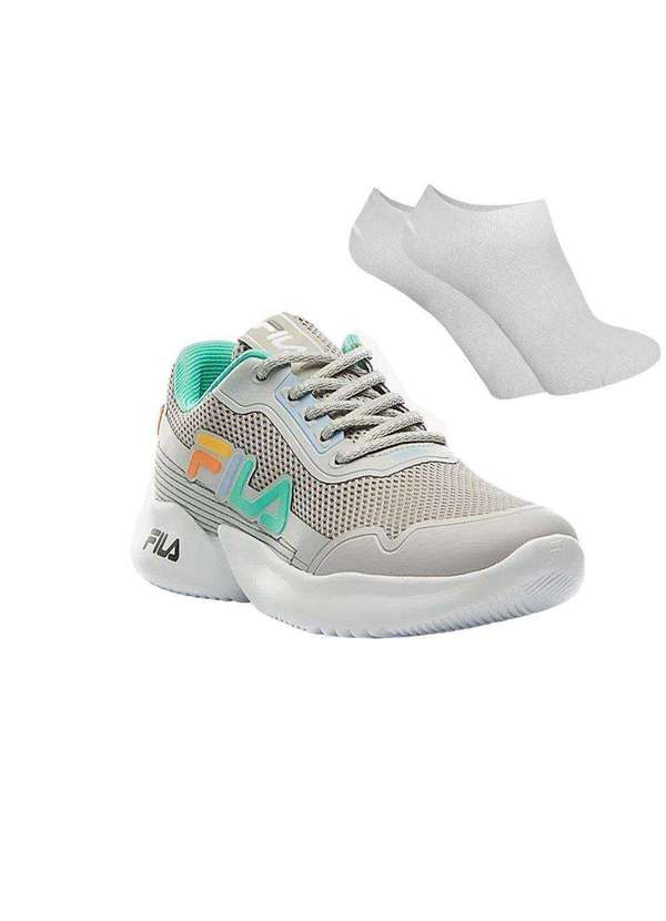 Fila - Kit Tênis Fila Split Infantil e par de Meia Cinza