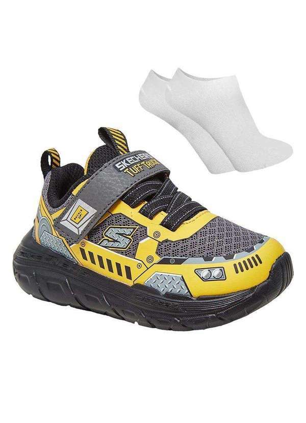 Skechers - Kit Tênis Skechers Skech Tracks Infantil e par de Meia Preto