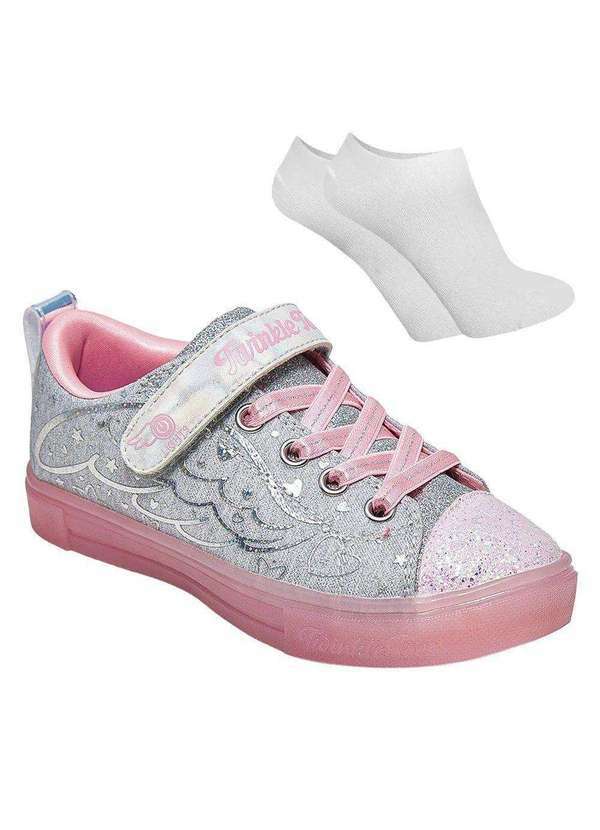Skechers - Kit Tênis Skechers Twinkle Toes Sparks Ice Infantil e par de Meia Cinza