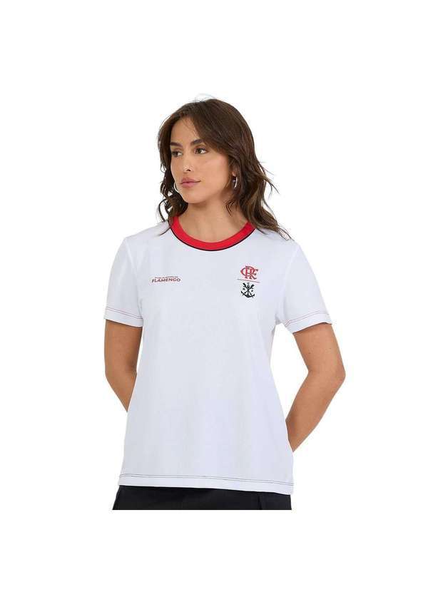 Braziline - Camiseta Braziline Flamengo Chocar Feminina Branco