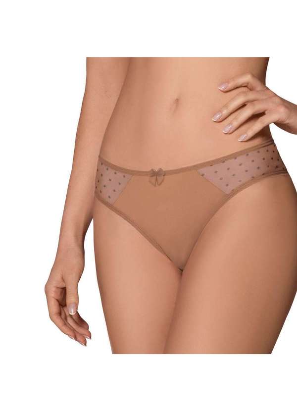 Selene - Calcinha Selene com Tule Poá Feminina Marrom 2