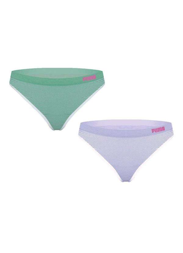 Puma - Kit 2 Calcinhas Biquini Puma sem Costura Feminina Roxo