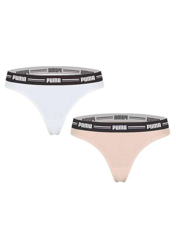 Puma - Kit 2 Calcinhas Puma Fio Dental Feminino Branco
