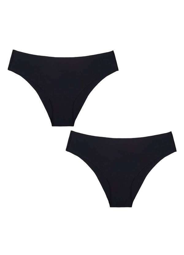 Selene - Kit 2 Calcinhas Selene Corte a Fio Feminina Preto