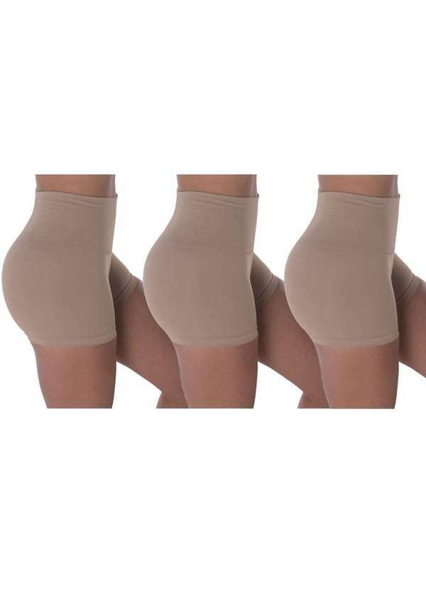 Selene - Kit 3 Calcinhas Boxer Selene Redutora sem Costura Feminina Nude