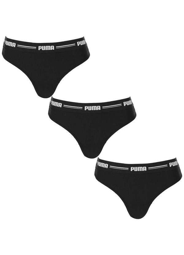 Puma - Kit 3 Calcinhas Puma Fio Dental Feminina Preto