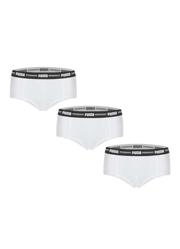 Puma - Kit 3 Calcinhas Puma Mini Boxer Feminino Branco