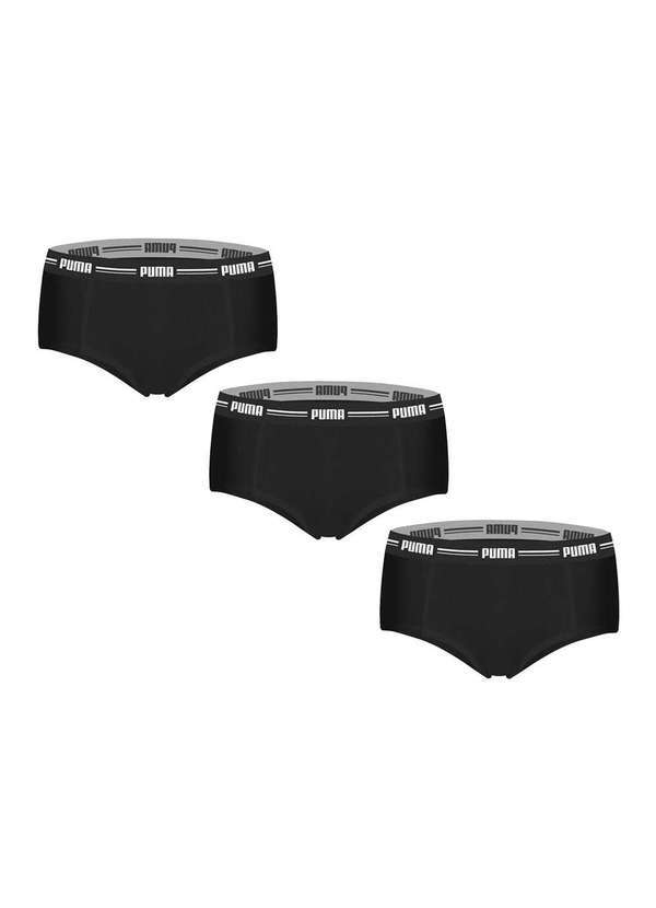 Puma - Kit 3 Calcinhas Puma Mini Boxer Feminino Preto