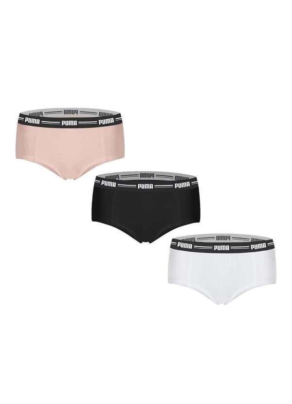 Puma - Kit 3 Calcinhas Puma Mini Boxer Feminino Preto