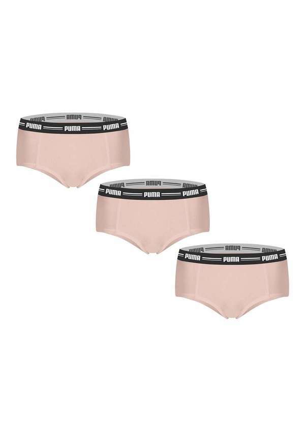 Puma - Kit 3 Calcinhas Puma Mini Boxer Feminino Rosa