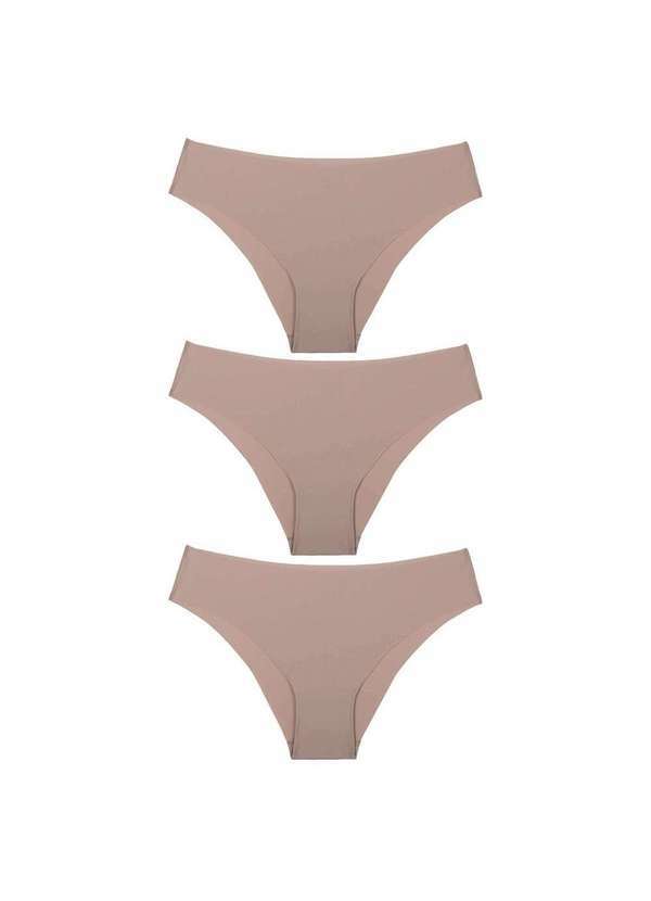 Selene - Kit 3 Calcinhas Selene Corte a Fio Feminina Bege