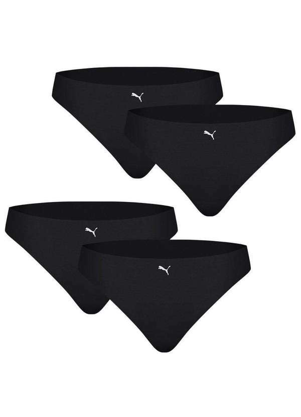 Puma - Kit 4 Calcinhas Puma Corte a Fio Feminina Preto