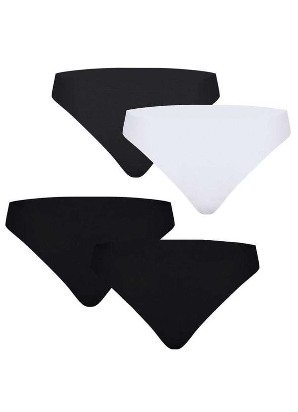 Puma - Kit 4 Calcinhas Puma Corte a Fio Feminina Preto 2