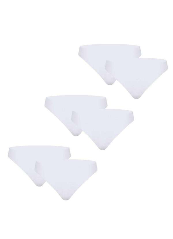 Puma - Kit 6 Calcinhas Puma Corte a Fio Feminina Branco 2