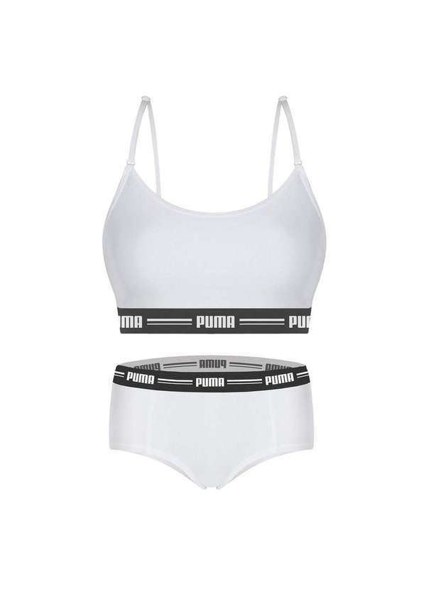 Puma - Kit Puma Top Modal Stretch e Calcinha Mini Boxer Feminino Branco