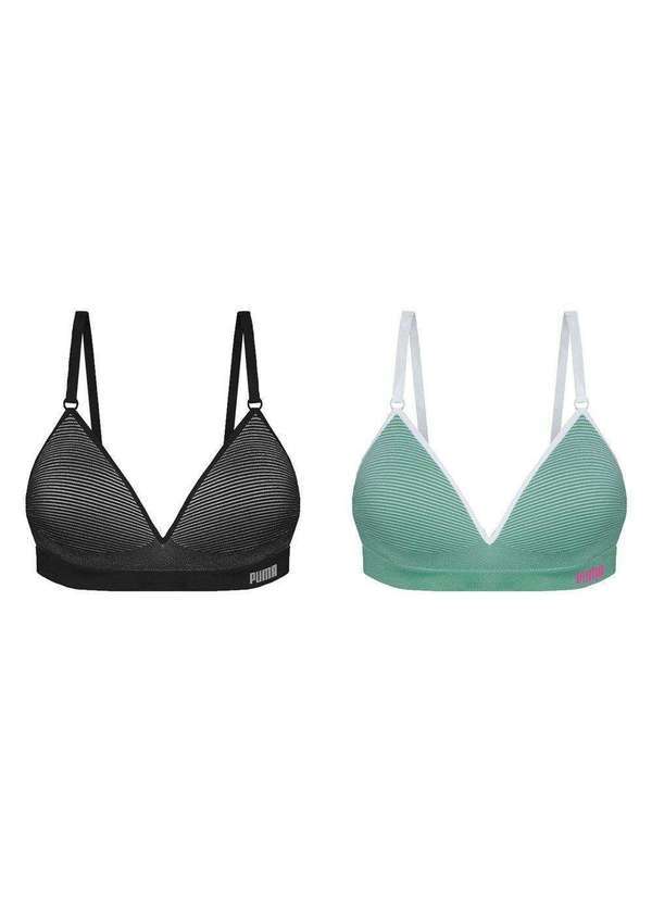 Puma - Kit 2 Sutiãs Puma sem Costura com Bojo Feminino Preto