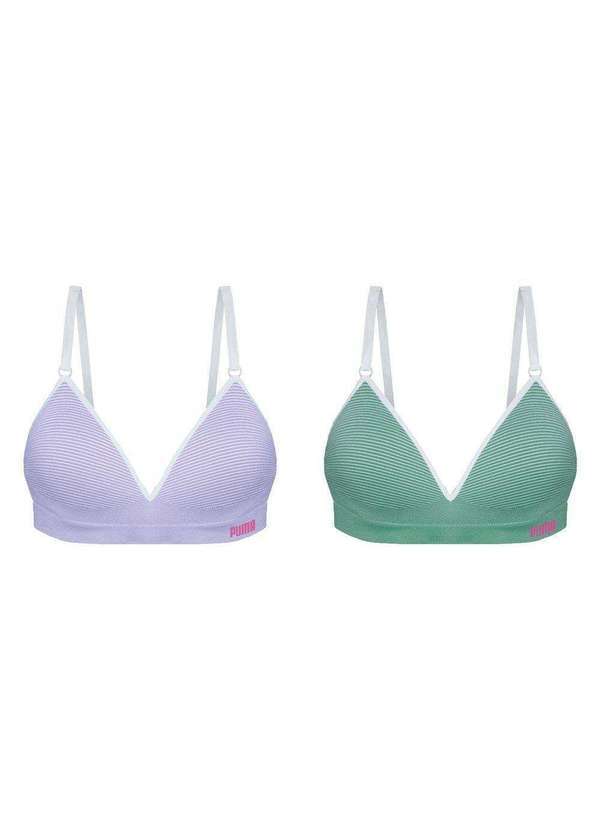 Puma - Kit 2 Sutiãs Puma sem Costura com Bojo Feminino Roxo