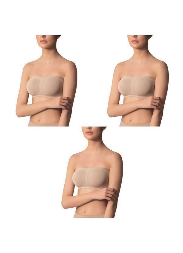 Selene - Kit 3 Sutiãs Faixa Selene sem Costura Feminino Bege