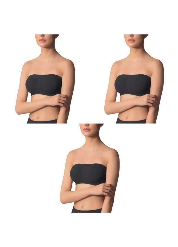 Selene - Kit 3 Sutiãs Faixa Selene sem Costura Feminino Preto