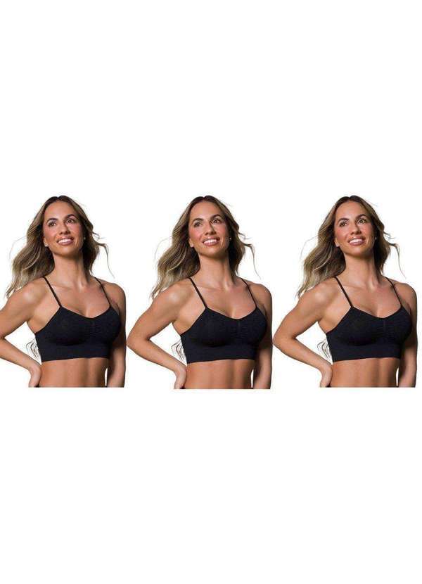 Selene - Kit 3 Sutiãs Selene sem Costura Feminino Preto