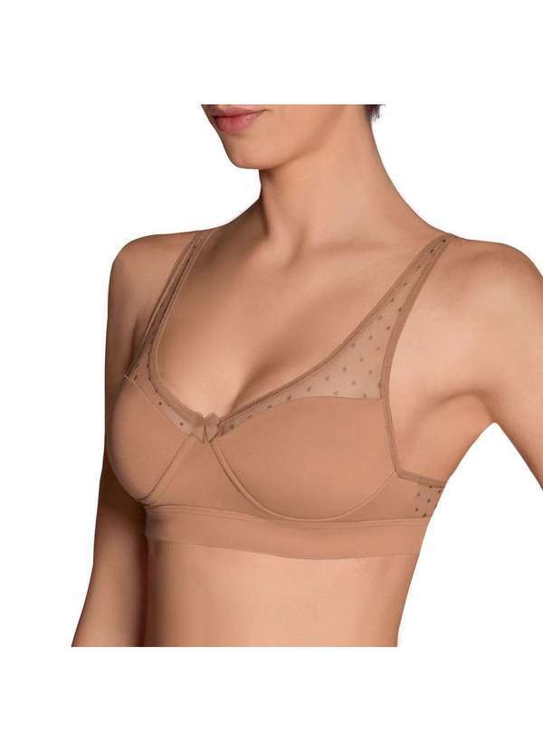 Selene - Sutiã Selene com Tule Poá Feminino Marrom