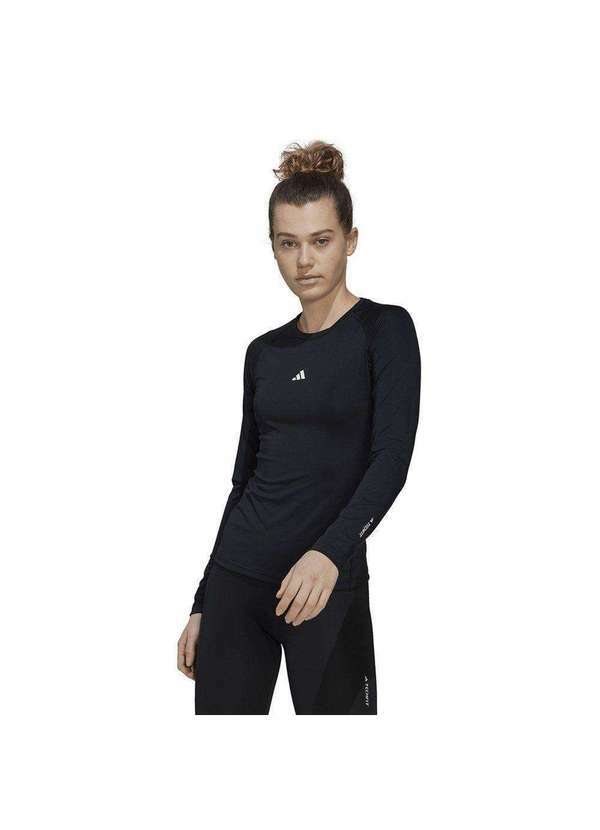 Adidas - Camisa Adidas Treino Techfit Manga Longa Feminina Preto