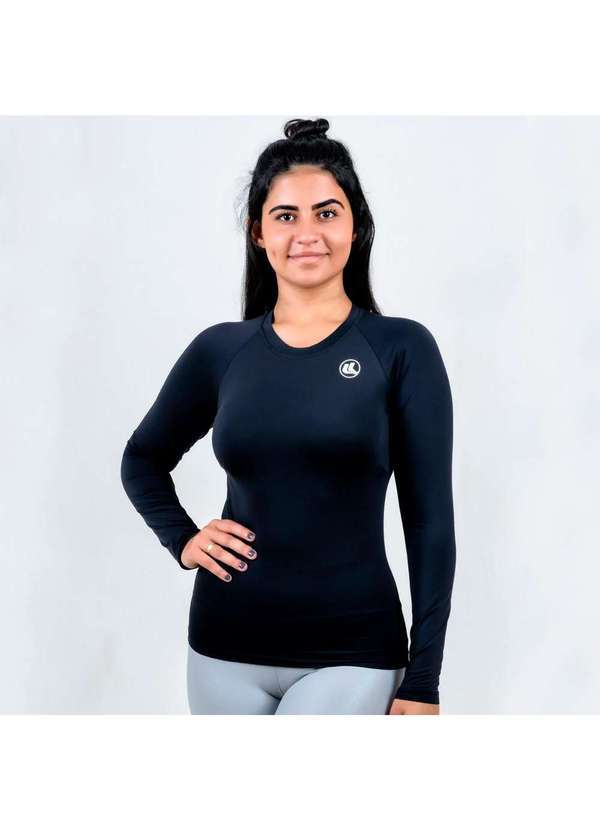 Esporte Legal - Camisa Térmica Esporte Legal Luar Manga Longa Feminina - Preto Preto
