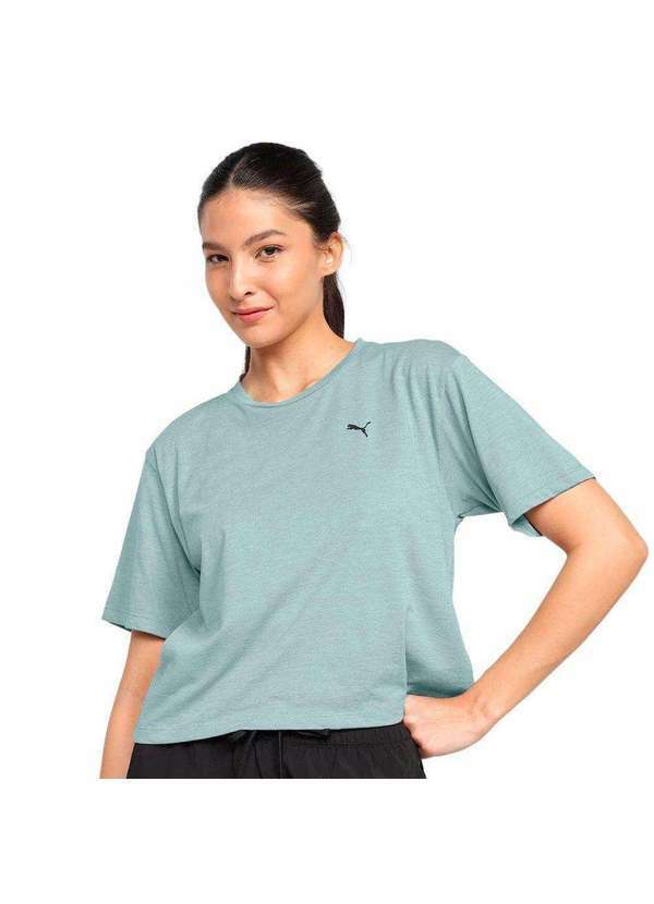 Puma - Camiseta Cropped Puma Performance Heather Feminina Azul