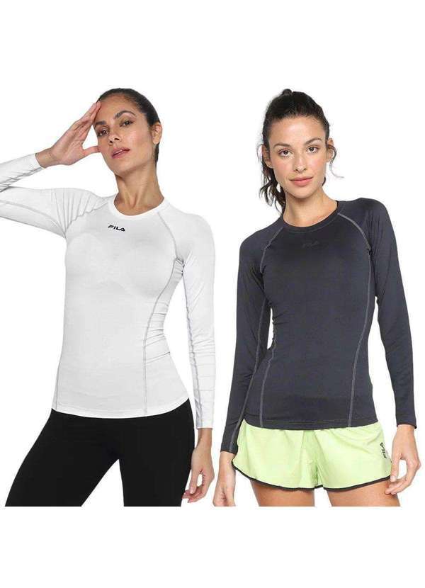 Fila - Kit 2 Blusas Fila Compress Skin Ii Feminina Branco