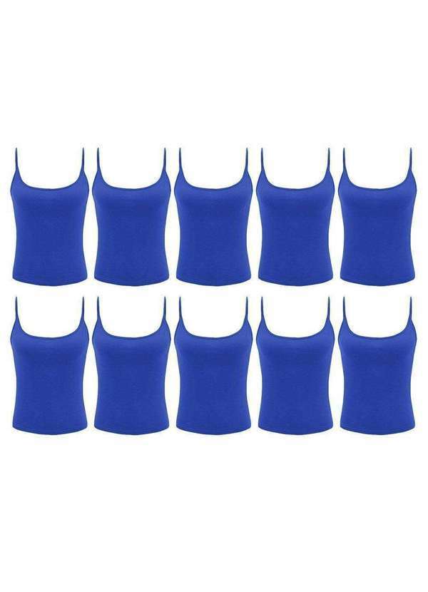 Pmc - Kit Atacado 10 Regatas de Alcinha Pmc Básica Feminina Azul
