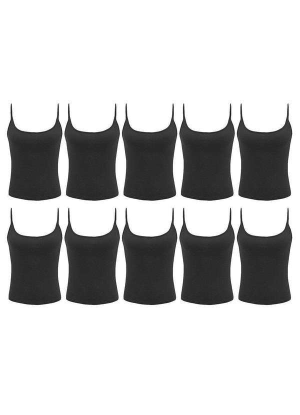 Pmc - Kit Atacado 10 Regatas de Alcinha Pmc Básica Feminina Preto